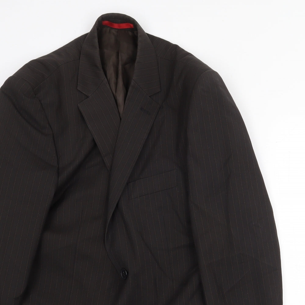 Burton Mens Brown Striped Polyester Jacket Suit Jacket Size 38 Regular