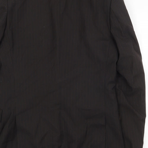 Burton Mens Brown Striped Polyester Jacket Suit Jacket Size 38 Regular