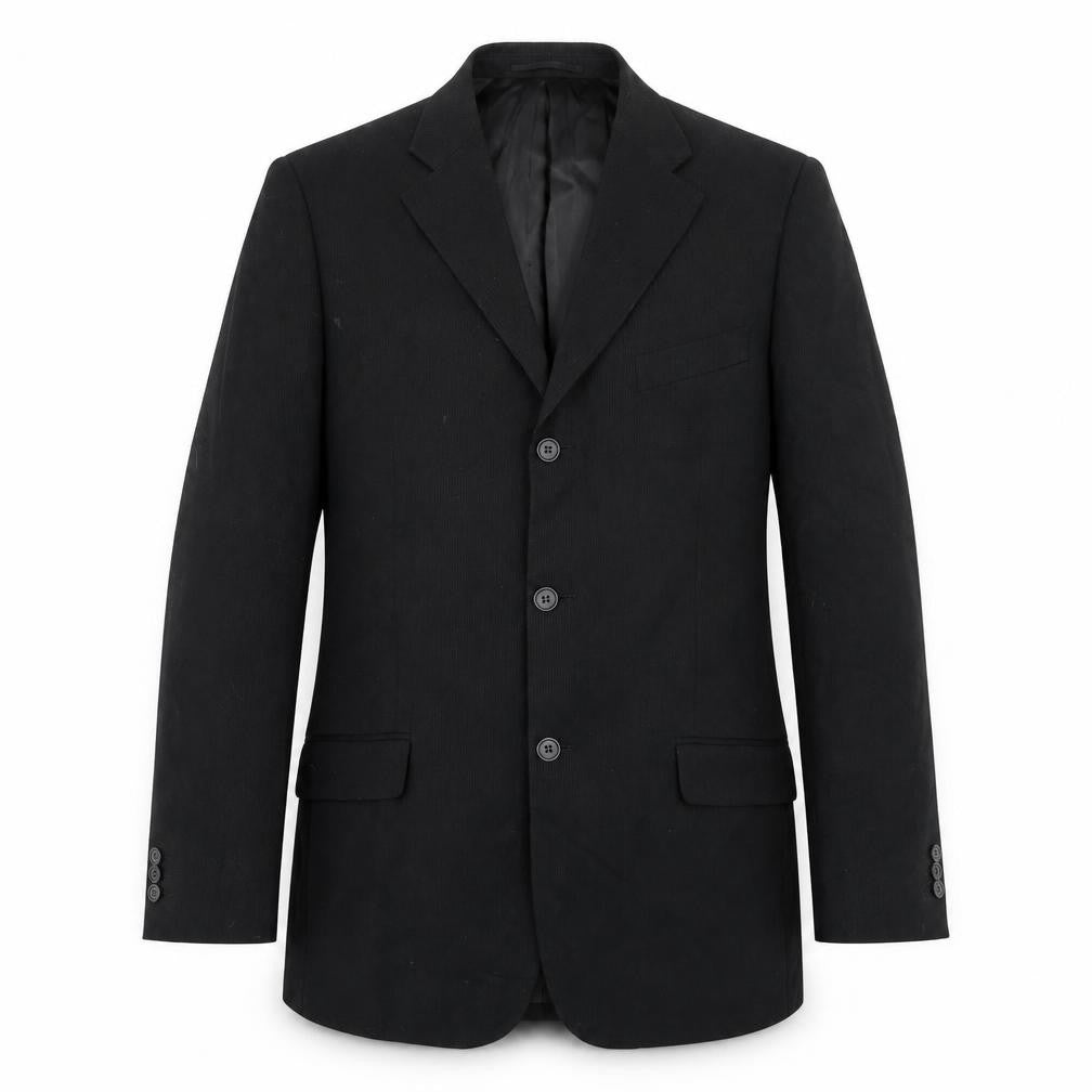Front view of Milan men’s black polyester jacket suit jacket, size 40, regular
