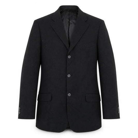 Front view of Milan men’s black polyester jacket suit jacket, size 40, regular