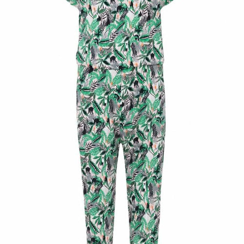NEXT Girls Green Geometric Viscose Jumpsuit One-Piece Size 10 Years Pullover - Leaf Print