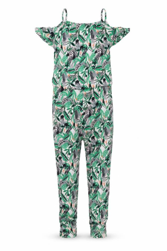 NEXT Girls Green Geometric Viscose Jumpsuit One-Piece Size 10 Years Pullover - Leaf Print