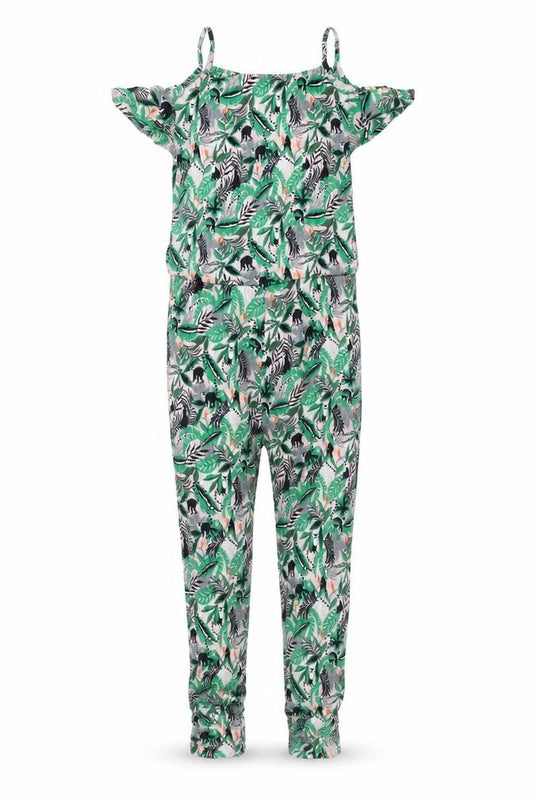 NEXT Girls Green Geometric Viscose Jumpsuit One-Piece Size 10 Years Pullover - Leaf Print