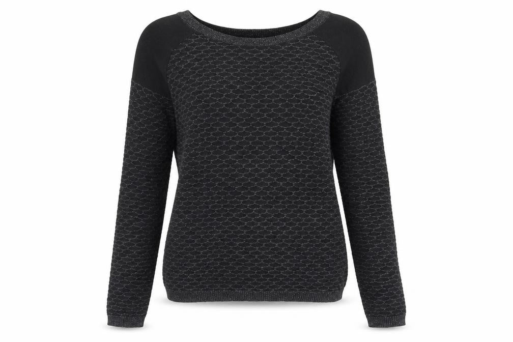 Front view of Next women’s black round neck cotton jumper, size UK 6