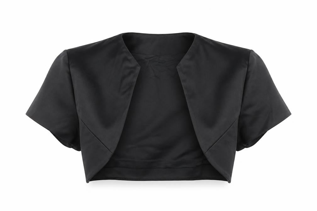 Front view of Debut women’s black jacket, size UK 10, - shrug
