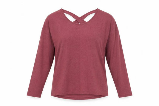 Front view of Next women’s purple polyester basic blouse, size UK 12, scoop neck - cross back cut out detail