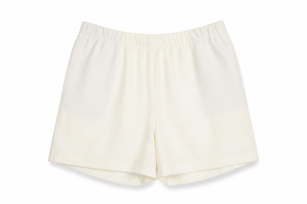 Front view of Marks & Spencer women’s ivory polyester bermuda shorts, size UK 20, 5-inch leg regular pull on