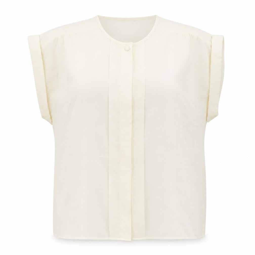 C&A Womens Ivory Polyester Basic Blouse Size 18 Round Neck