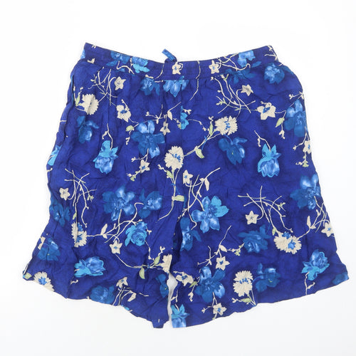 DPS Womens Blue Floral Viscose Bermuda Shorts Size L Regular Pull On