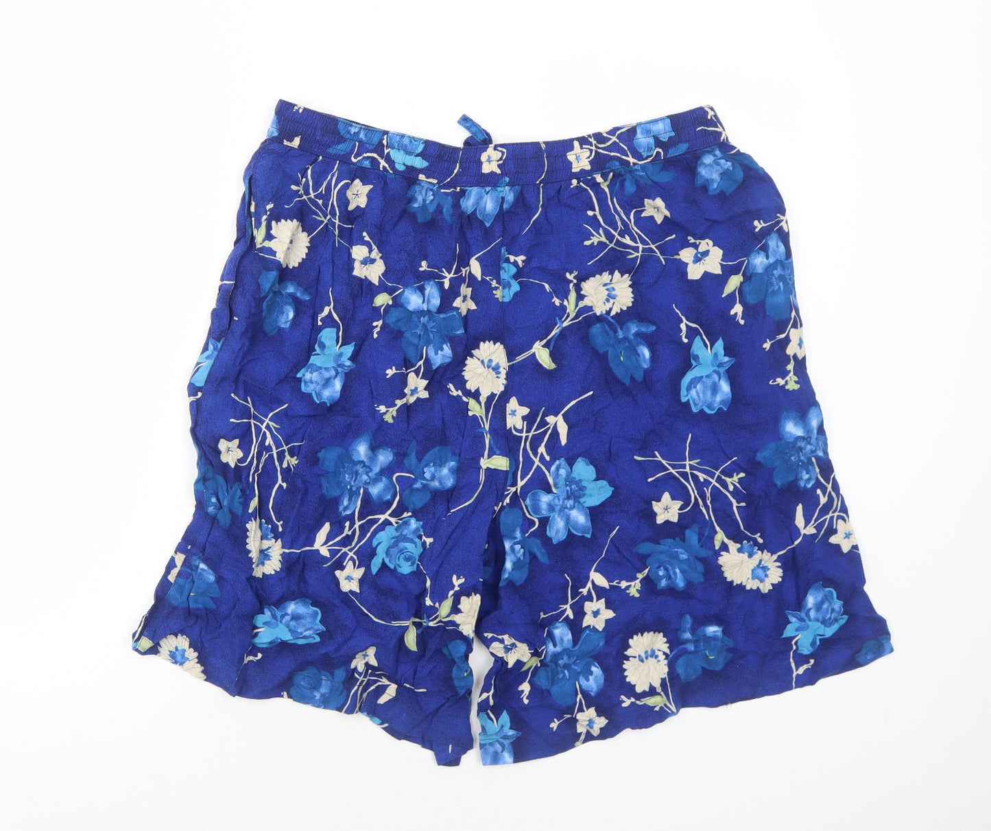 DPS Womens Blue Floral Viscose Bermuda Shorts Size L Regular Pull On