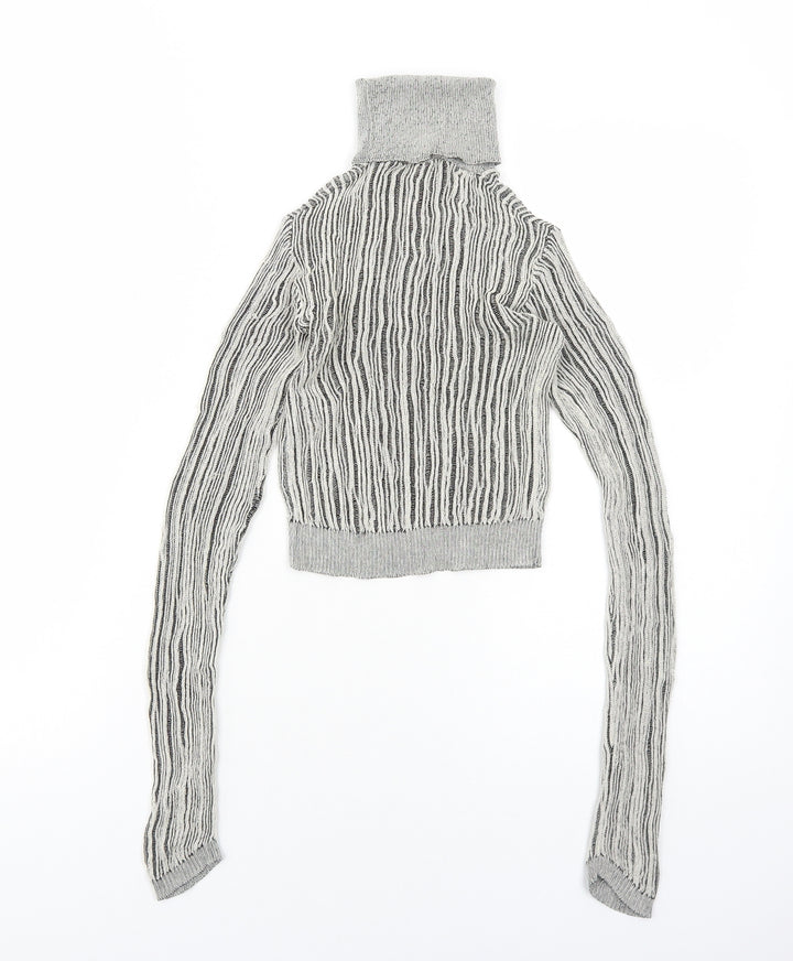 Zara Womens Grey Roll Neck Viscose Pullover Jumper Size S Pullover
