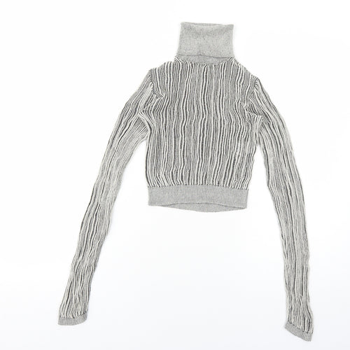 Zara Womens Grey Roll Neck Viscose Pullover Jumper Size S Pullover