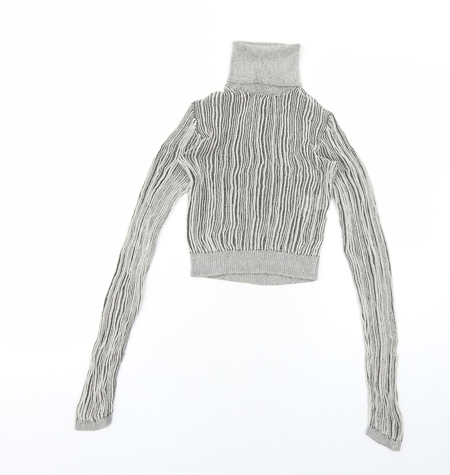 Zara Womens Grey Roll Neck Viscose Pullover Jumper Size S Pullover