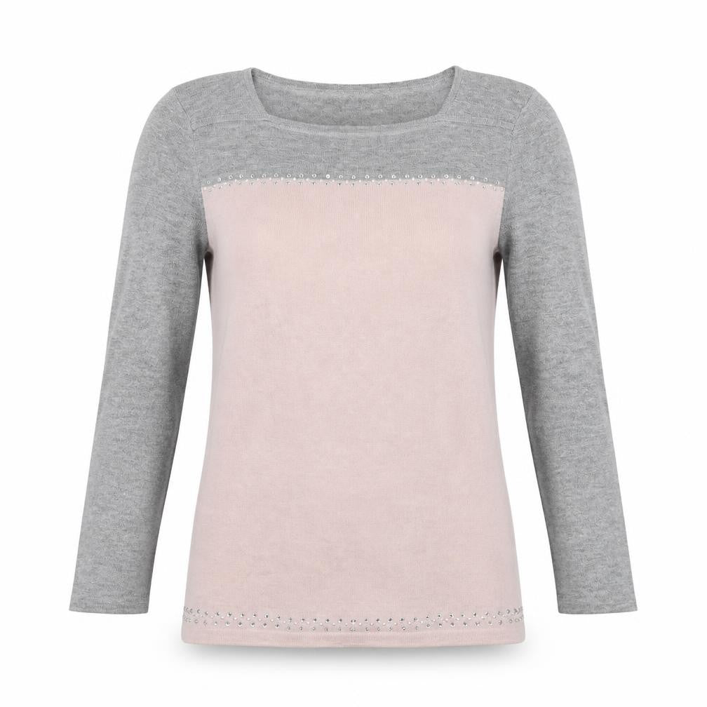 Front view of Next women’s pink boat neck cotton jumper, size UK 10