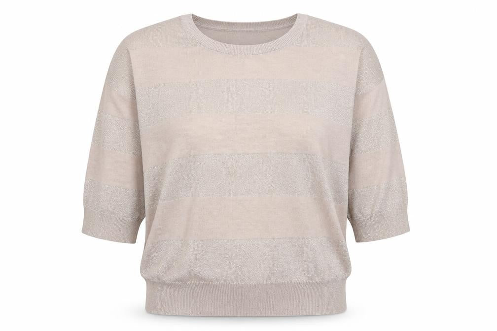 Front view of Wallis women’s beige round neck viscose jumper, size M