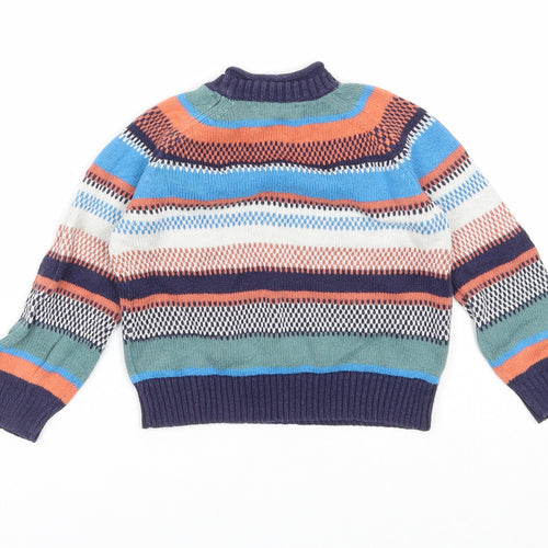 John Lewis Boys Multicoloured Striped Cotton Pullover Jumper Size 12-18 Months Button