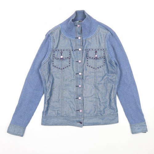 Elegance Fashion Womens Blue Cotton Jacket Size 14 Snap