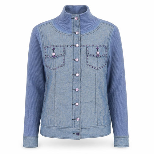 Elegance Fashion Womens Blue Cotton Jacket Size 14 Snap
