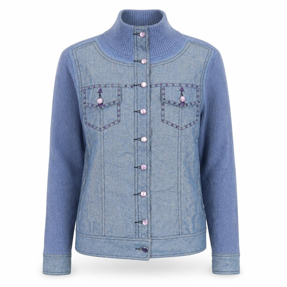 Elegance Fashion Womens Blue Cotton Jacket Size 14 Snap