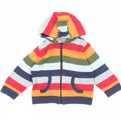 Marks and Spencer Boys Multicoloured Striped Polyester Full Zip Jumper Size 9-12 Months Zip