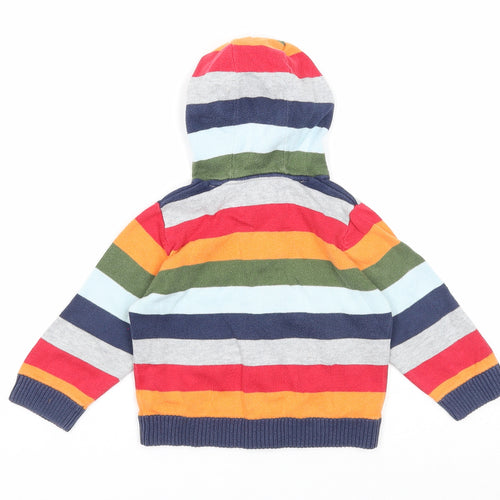Marks and Spencer Boys Multicoloured Striped Polyester Full Zip Jumper Size 9-12 Months Zip