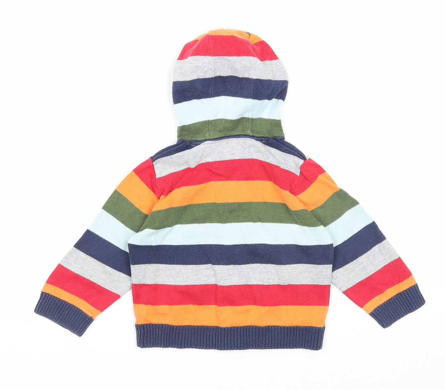 Marks and Spencer Boys Multicoloured Striped Polyester Full Zip Jumper Size 9-12 Months Zip