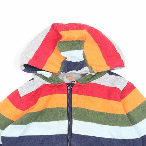 Marks and Spencer Boys Multicoloured Striped Polyester Full Zip Jumper Size 9-12 Months Zip