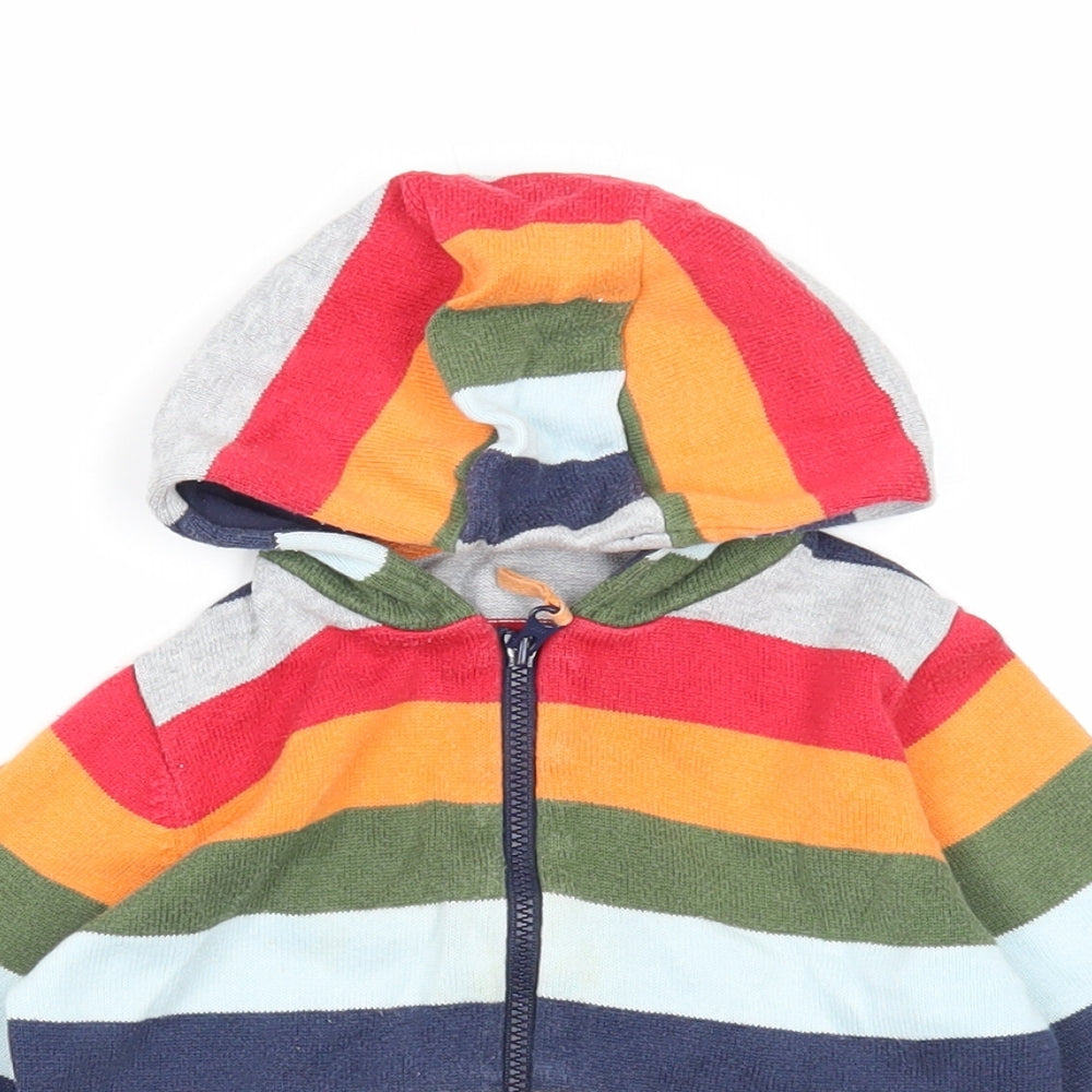 Marks and Spencer Boys Multicoloured Striped Polyester Full Zip Jumper Size 9-12 Months Zip