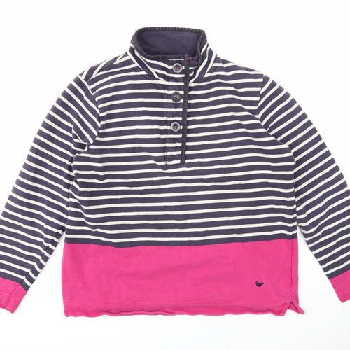 Country Rose Soap Co. Womens Multicoloured Striped Cotton Pullover Sweatshirt Size L Button