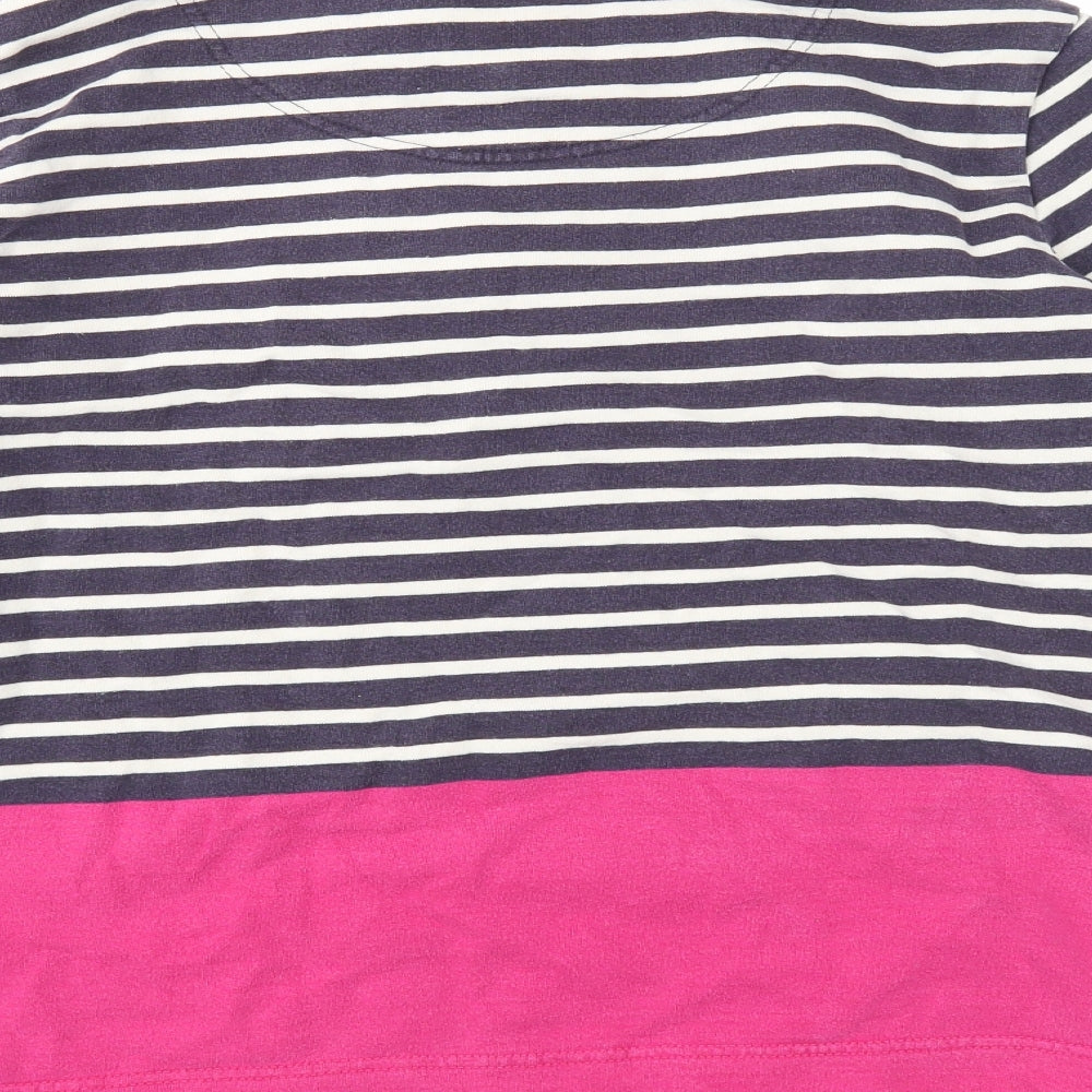Country Rose Soap Co. Womens Multicoloured Striped Cotton Pullover Sweatshirt Size L Button