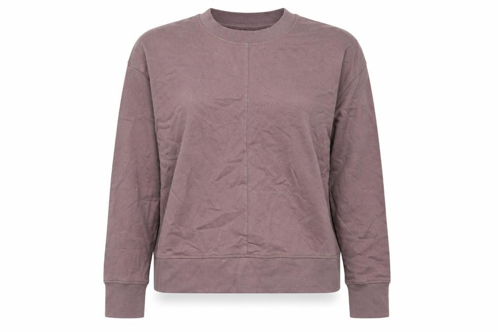 Front view of Primark women’s purple cotton pullover sweatshirt, size UK 10, pullover