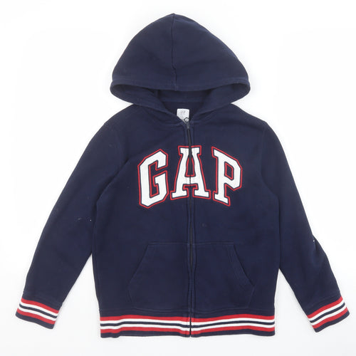 Gap Boys Blue Cotton Full Zip Hoodie Size 10 Years Zip