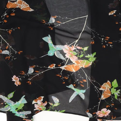 Yours Womens Black Floral Polyester Kimono Blouse Size 16 V-Neck - Size 16-18
