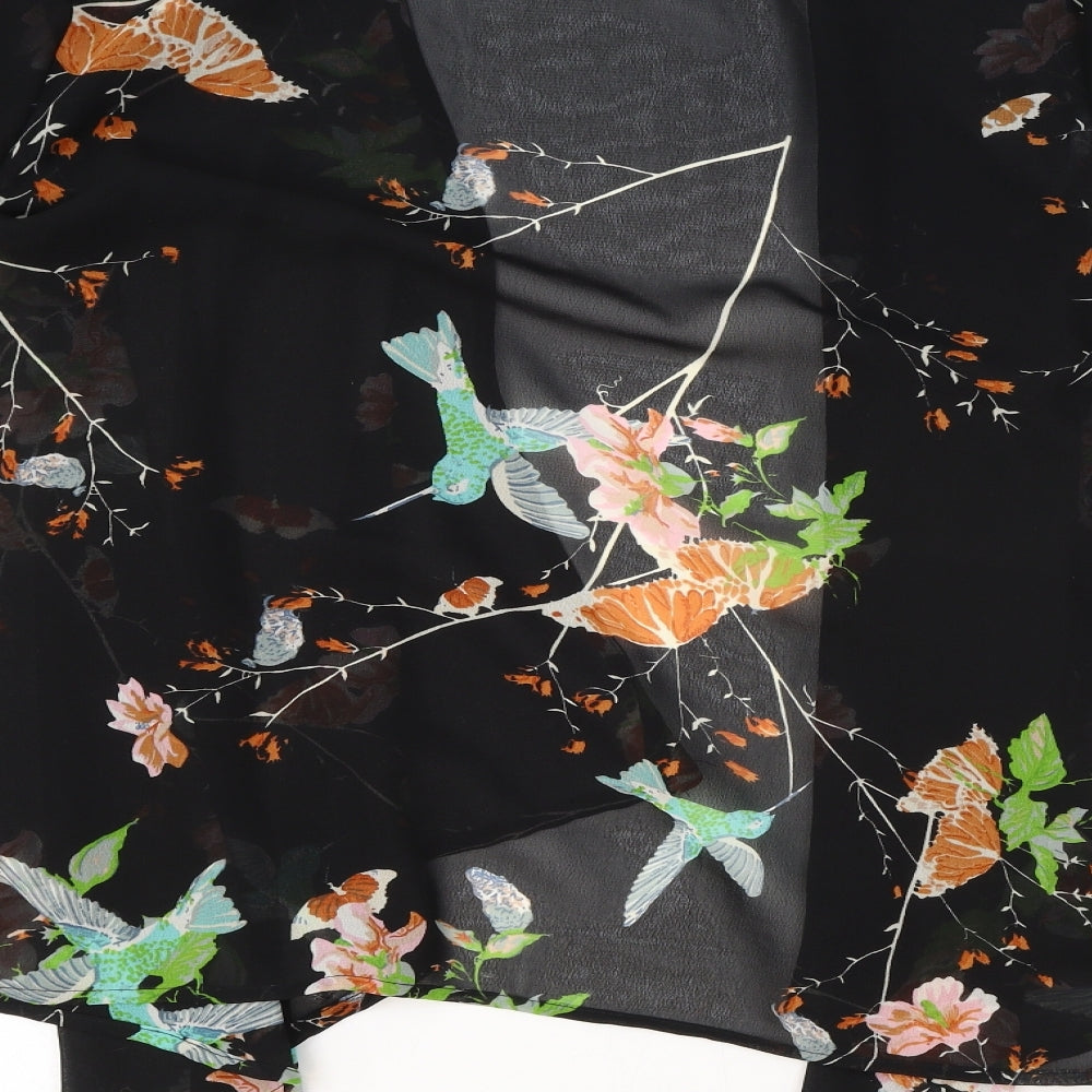 Yours Womens Black Floral Polyester Kimono Blouse Size 16 V-Neck - Size 16-18