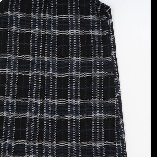 New Look Womens Black Check Polyester A-Line Size 14 V-Neck Zip