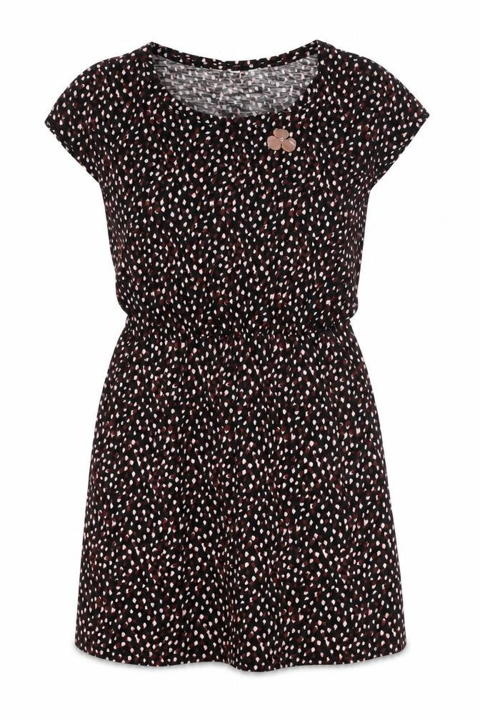 Preworn Womens Black Geometric Cotton Fit & Flare Size XS Round Neck Pullover - Flower Detail