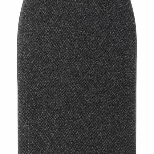 Preworn Womens Grey Herringbone Polyester Straight & Pencil Skirt Size 38 in