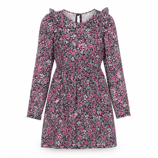 Front view of ASOS women’s pink floral cotton fit & flare, size UK 4, round neck pullover