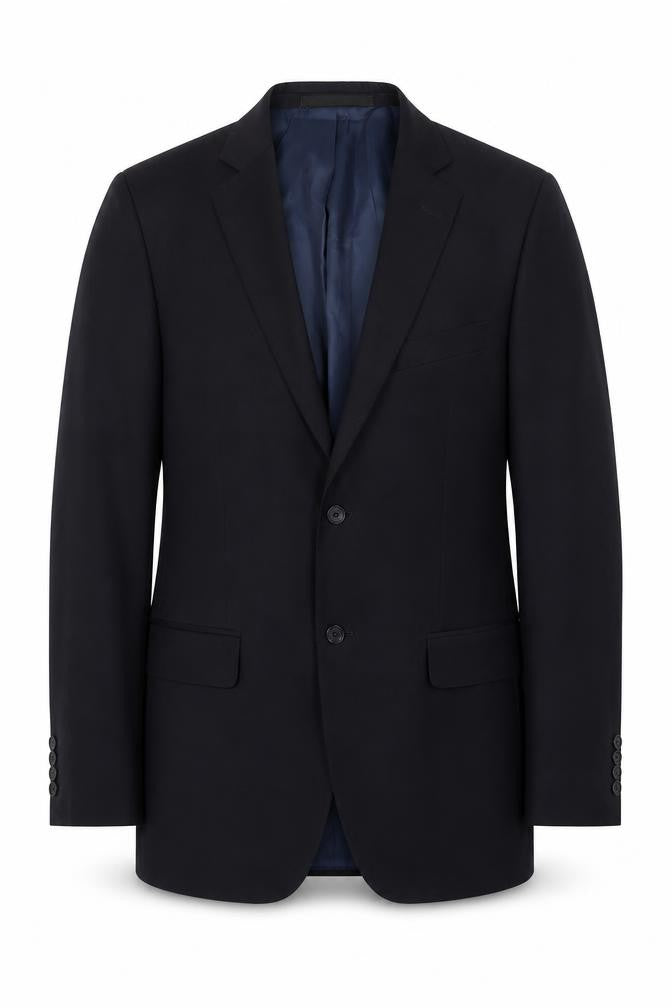 Front view of Marks & Spencer men’s blue wool jacket suit jacket, size 40, regular
