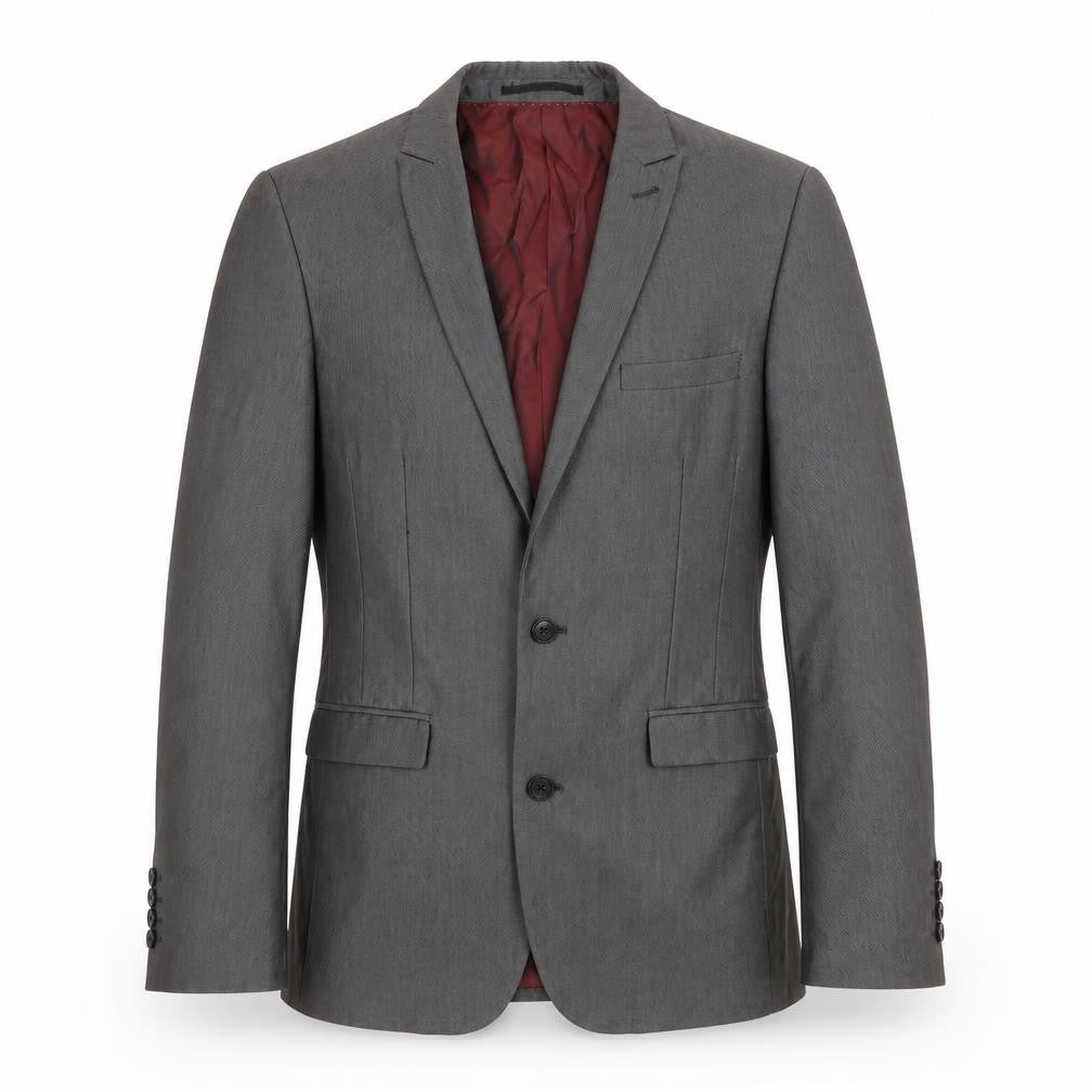 Front view of Next men’s grey polyester jacket suit jacket, size 38, regular