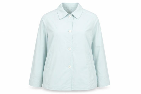 Front view of Finesse women’s green jacket, size UK 22, button