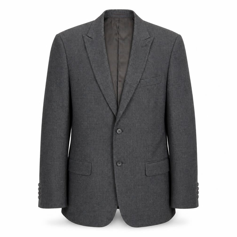 Front view of Skopes men’s grey polyester jacket suit jacket, size 40, regular