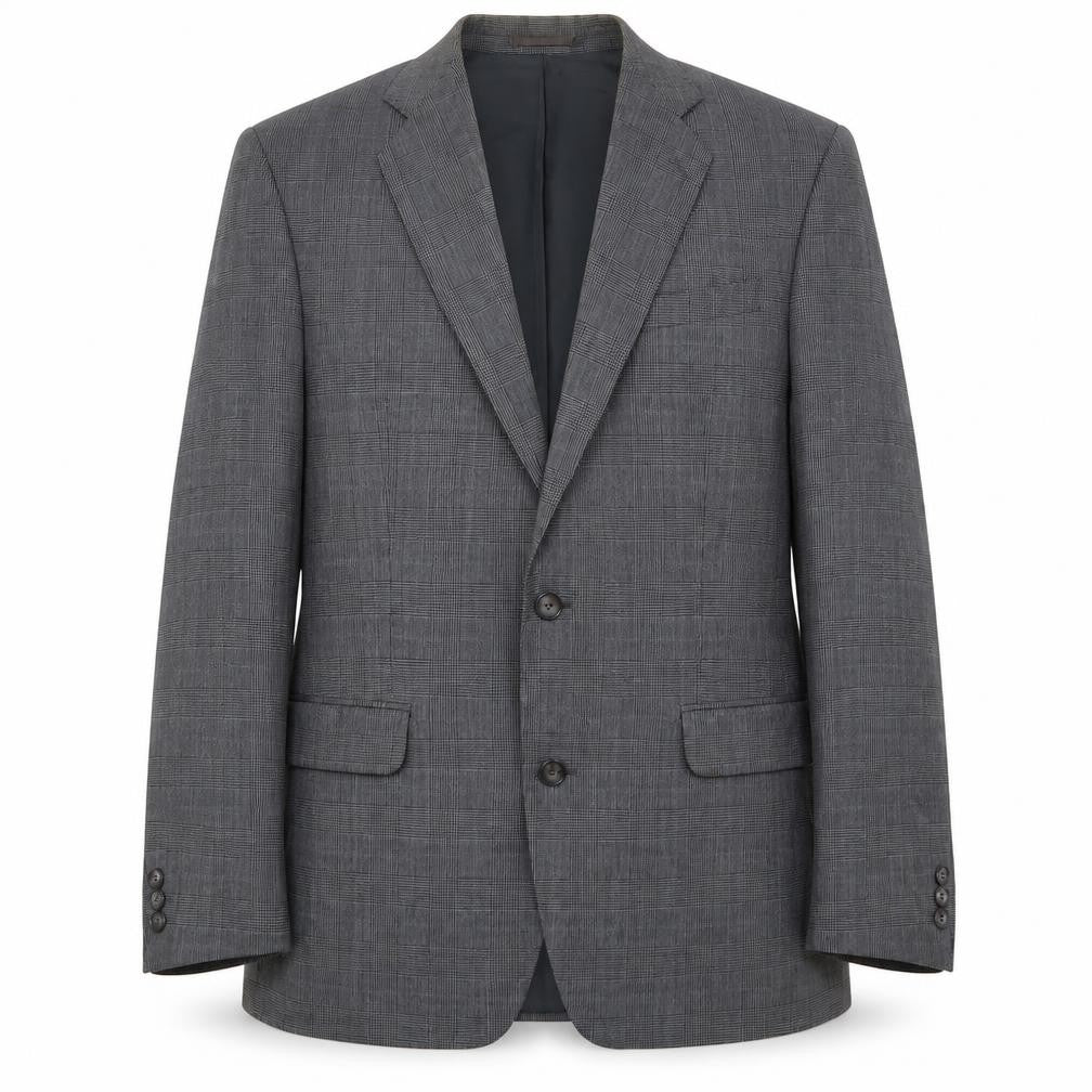 Canda Mens Grey Plaid Wool Jacket Suit Jacket Size 38 Regular
