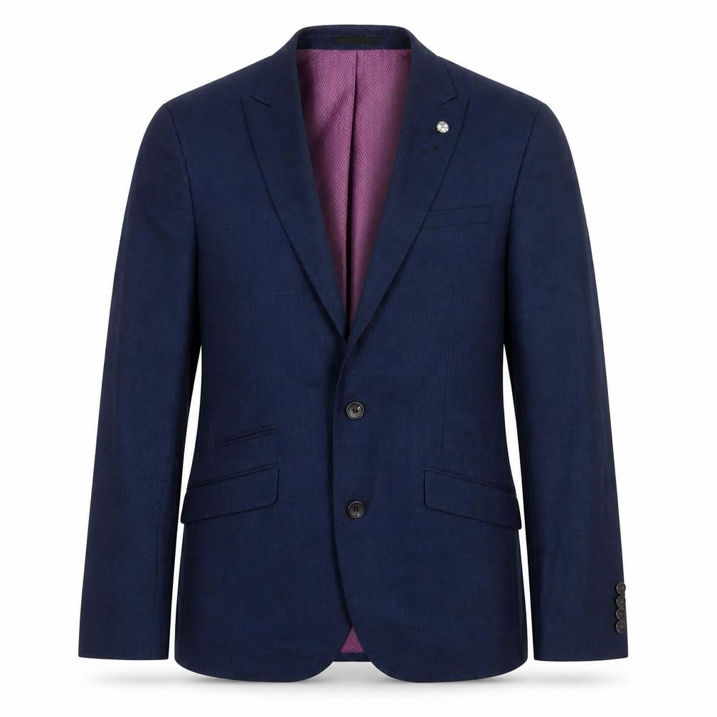Front view of Cedarwood State men’s blue polyester jacket suit jacket, size 38, regular