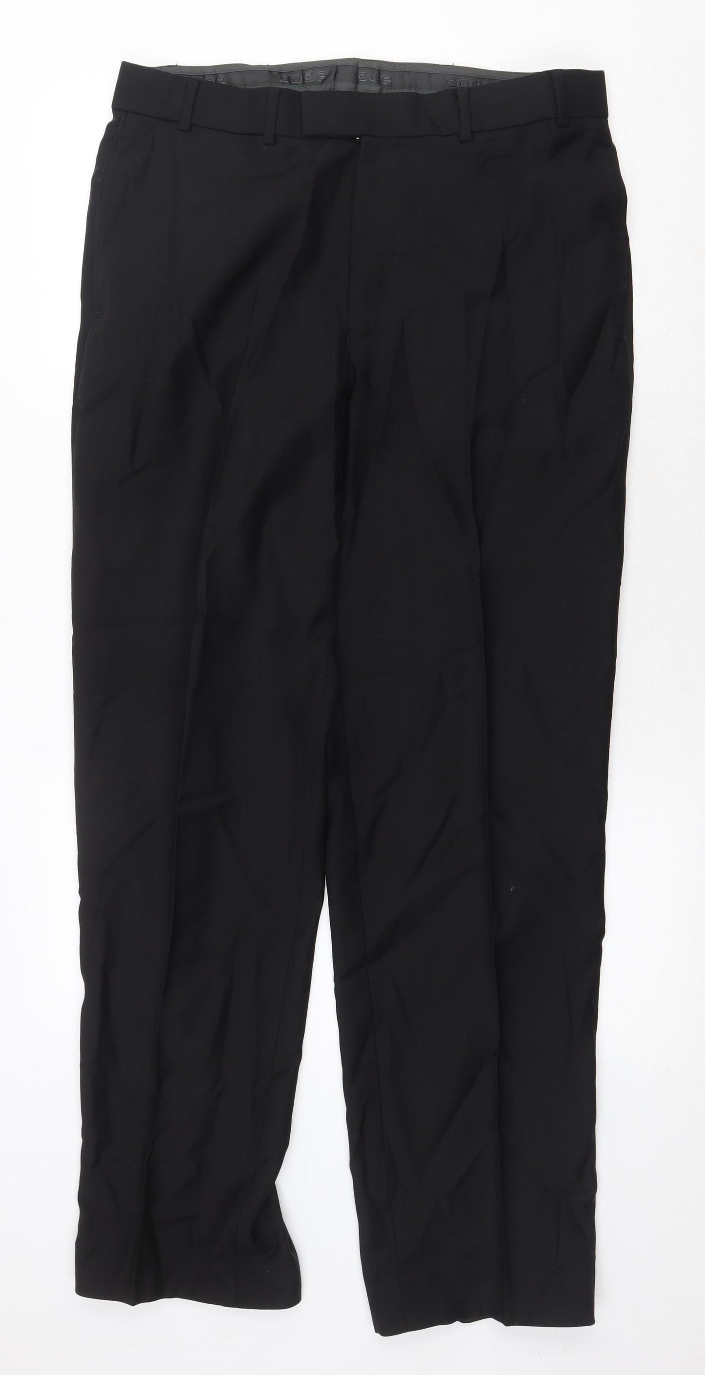 Code Mens Black Wool Trousers Size 34 in Regular Zip