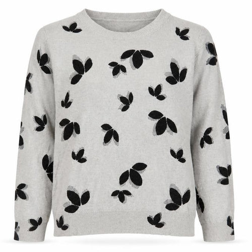 Marks and Spencer Womens Grey Round Neck Floral Acrylic Pullover Jumper Size 10