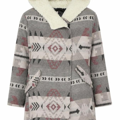 Me Jane Womens Grey V-Neck Geometric Polyester Cardigan Jumper Size M