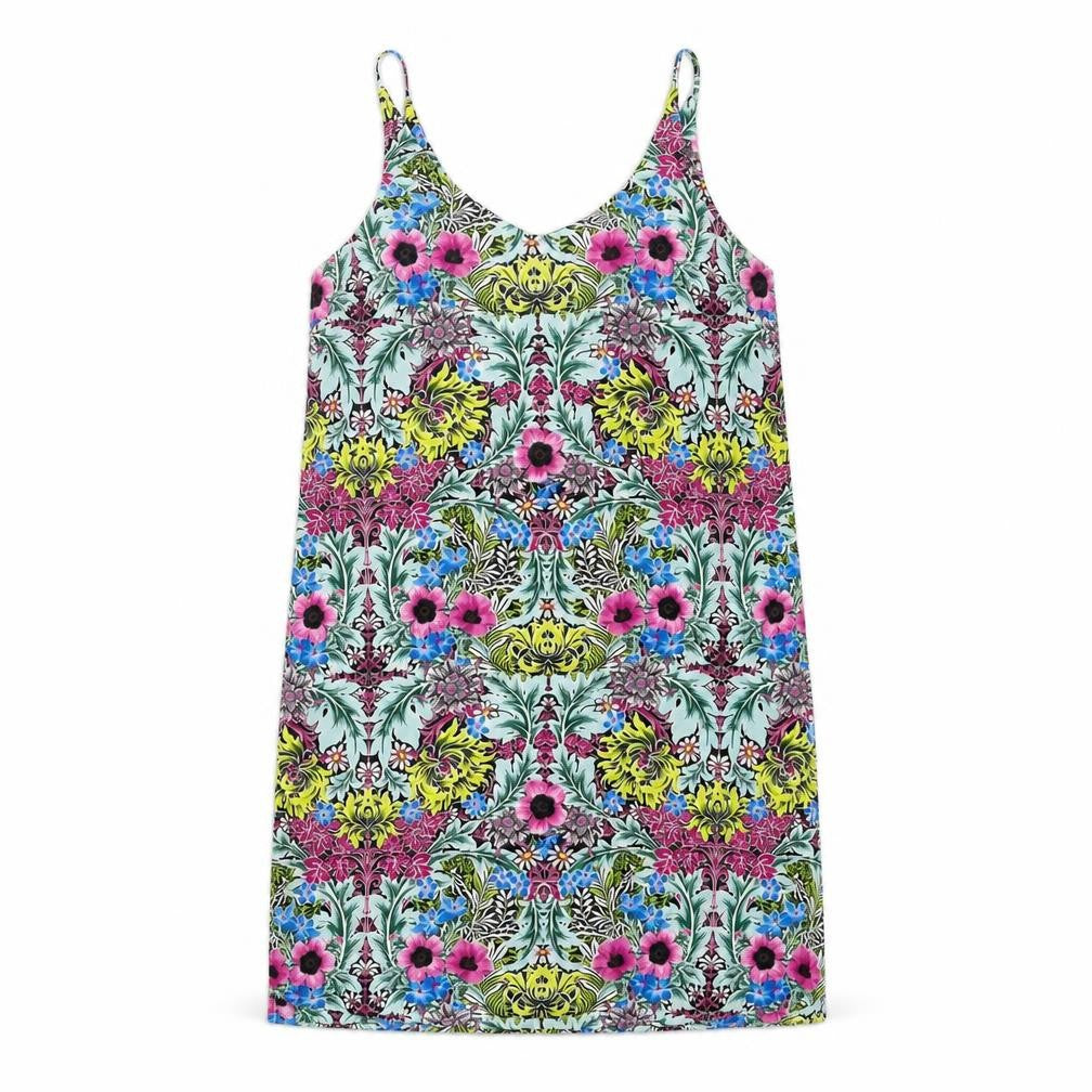 Topshop Womens Multicoloured Floral Viscose Tank Dress Size 8 V-Neck Pullover