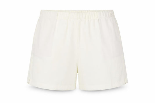 Front view of Marks & Spencer women’s ivory polyester bermuda shorts, size UK 24, 6-inch leg regular pull on