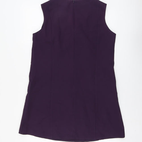 Simon Jersey Womens Purple Polyester A-Line Size 16 Round Neck Zip